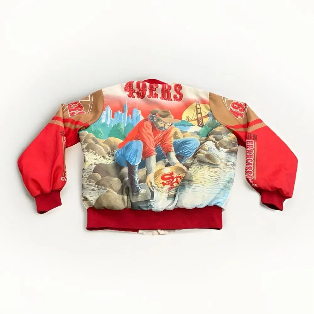Vtg 80s Chalkline San Francisco 49ers Snap On Fanimation Football Jacket L LARGE